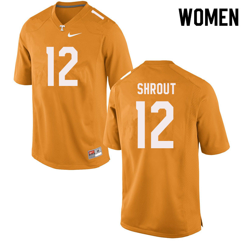 Women #12 J.T. Shrout Tennessee Volunteers College Football Jerseys Sale-Orange